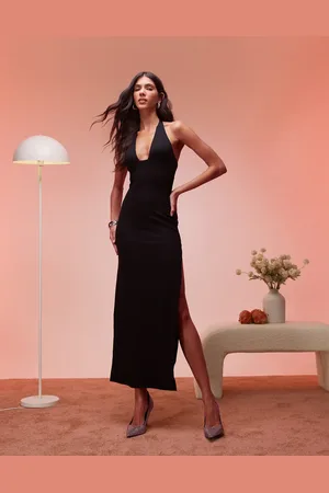 Ohpolly Mei split halterneck maxi dress in