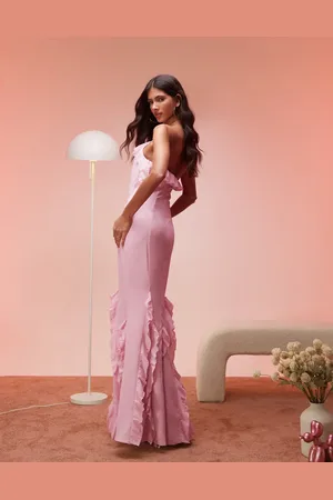 Ohpolly Miyera ruffle trim halterneck maxi dress in soft