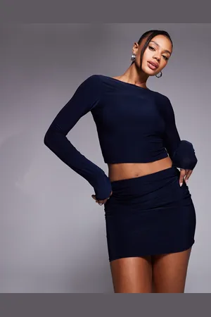 Missyempire Double sculpted slinky bodycon mini skirt co-ord in