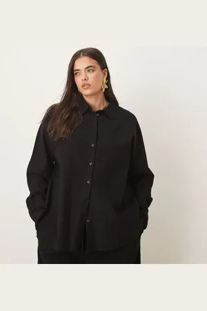 ASOS Curve oversized linen look shirt co-ord in