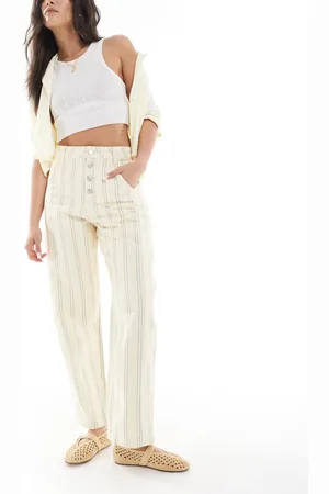 ASOS Barrel leg jean in buttermilk stripe