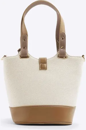 River Island Panelled bucket bag in beige
