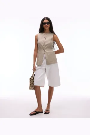 ARKET Linen waistcoat with patch pockets in beige