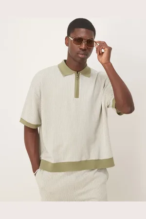 ASOS Relaxed polo in textured stripe