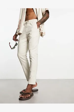 Only & Sons Linen mix cropped trouser in beige