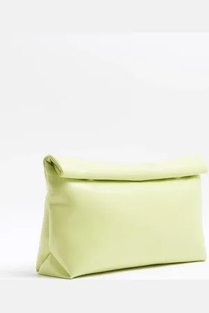 River Island Roll top clutch bag in lime