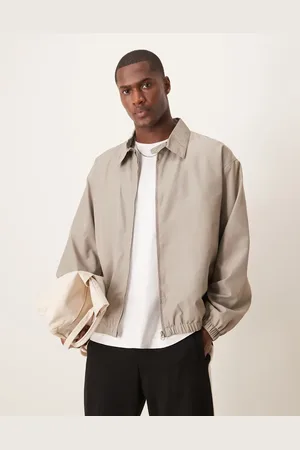 ASOS Lightweight oversized harrington jacket in mushroom