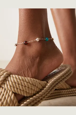 ASOS Rope anklet with bead and eye in tone