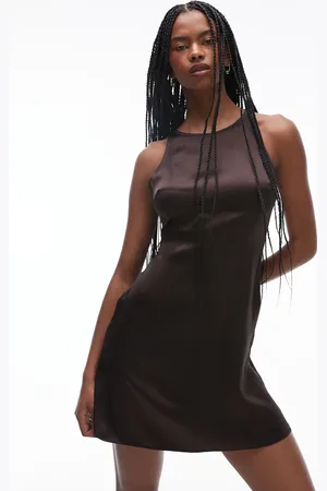 & OTHER STORIES Bias cut satin mini dress in brown