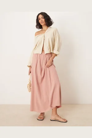 ASOS Linen look a-line maxi skirt in dusty