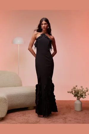 Ohpolly Mireya ruffle trim halterneck maxi in