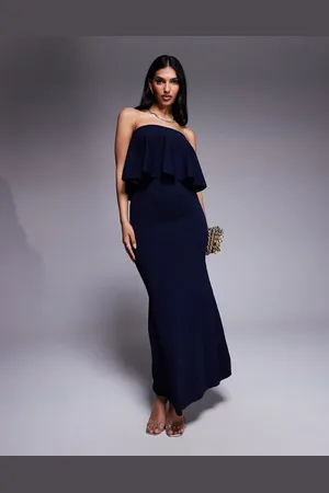 ASOS Knitted structured bandeau frill midaxi dress in