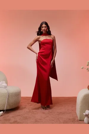 Ohpolly Mandi scarf detail strapless maxi dress in scarlet