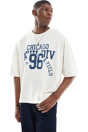 ASOS Boxy oversized t-shirt with sports graphic in cream