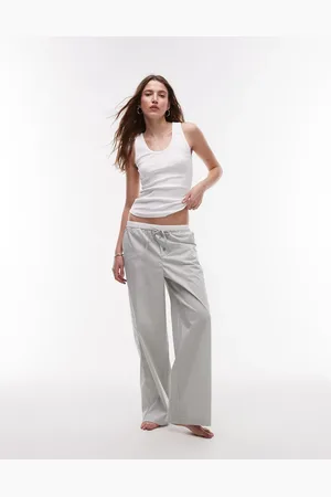 MANGO Seersucker wide leg pyjama trouser in stripe