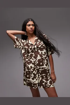 Topshop Souvenir mini shirt dress in abstract cow hide print
