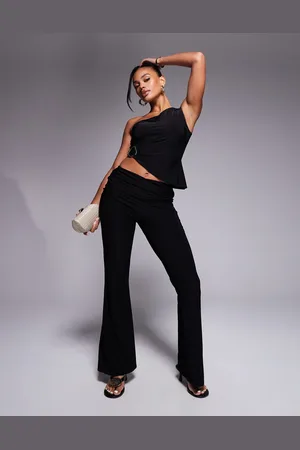 Missyempire Double sculpted slinky foldover flare trousers co-ord in