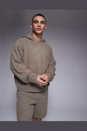 The Couture Club Co-ord boucle knit hoodie in brown