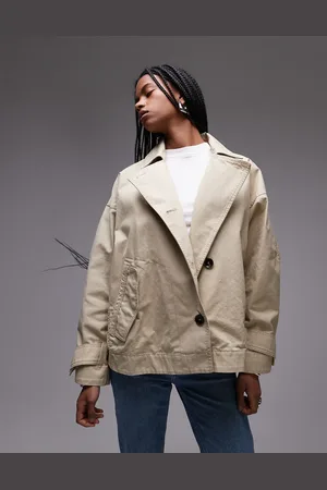 MANGO Oversized boxy trench coat in beige