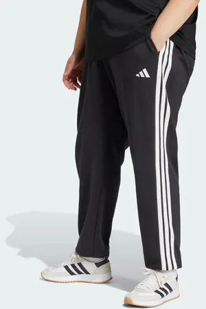adidas Essentials 3-stripes french terry cuffed pants in / white