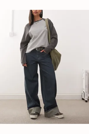 COLLUSION X002 baggy jeans with turn up hem in dirty wash