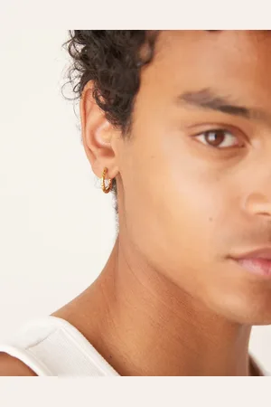 ASOS Waterproof stainless steel textured hoop earrings in tone