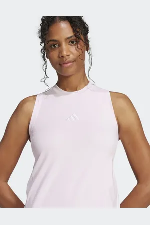 adidas Essentials 3-stripes long racerback dress in clear / white