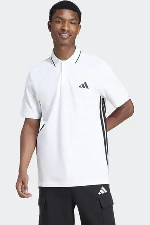 adidas Essentials 3-stripes piqué polo shirt in / black