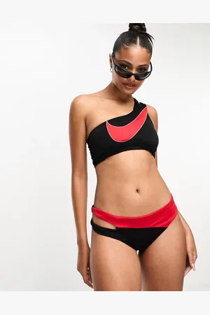 Nike Nike Icon Sneakerkini asymmetrical bikini bottoms in and red