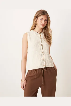 ASOS Slub knit button down tank in ecru