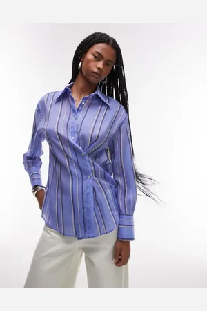 MANGO Shirt with asymetric button detail in stripe