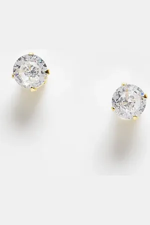 Kingsley Ryan Round crystal stud earrings in plated