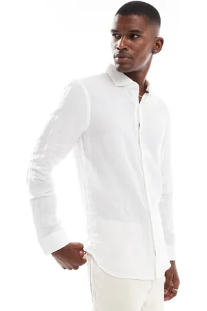 Superdry Embroidered vacation linen shirt in optic