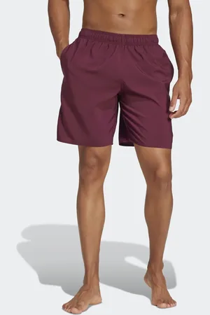 adidas Solid clx classic-length swim shorts in maroon / black