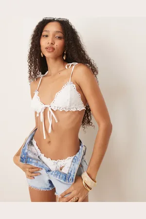 For Love & Lemons Daisy eyelet triangle bikini top in