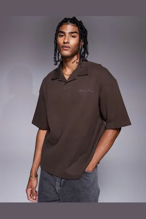 River Island Boxy fit revere collar polo in