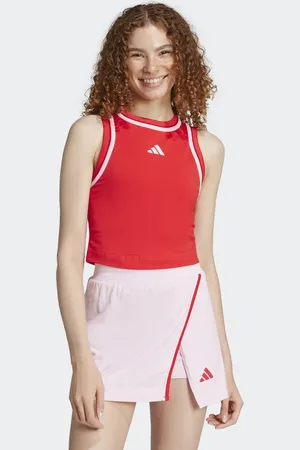 adidas Essentials color-pop cotton crop tank top in pure ruby