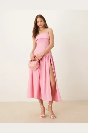 ASOS Fold over bandeau midi dress with asymmetric detailing in