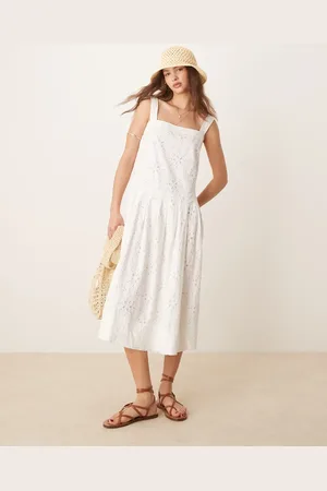 Free People Primavera eyelet detail broderie midi dress in