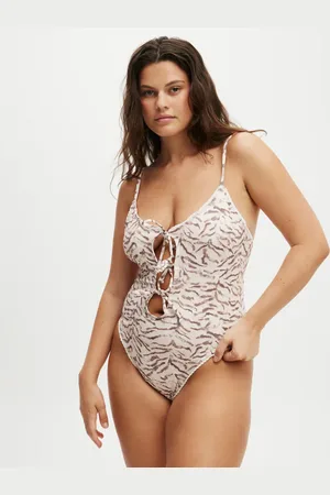 Cotton On Tie front cut out one piece brazilian in off