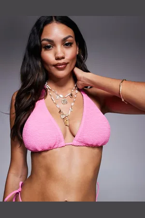 Ivory Rose Lingerie Fuller bust triangle bikini top in scrunch in brightpink
