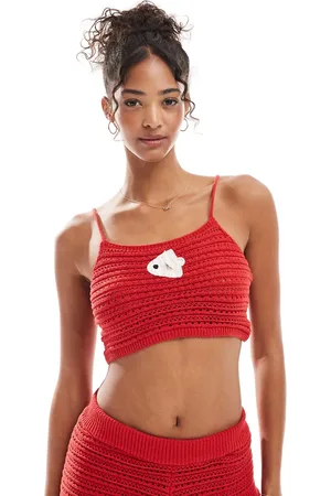 Stradivarius STR co ord crochet crop top in