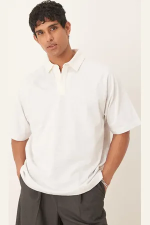 ASOS Oversized polo in oatmeal marl