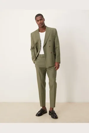 ASOS Linen blend tapered suit trousers in - MGREEN