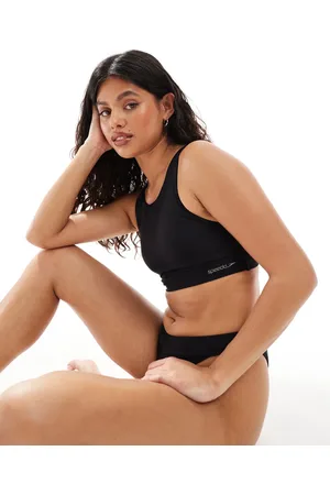 Speedo Swim tops high neck bikini crop top in anthracite