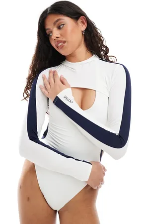 Speedo Swim tops long sleeve hooded shrug top in