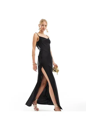 ASOS ASOS DESIGN Tall satin cowl front strappy maxi dress with tie detail in
