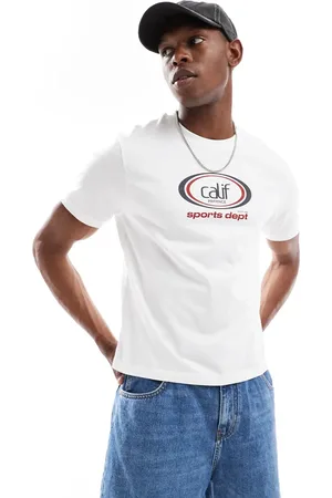 ASOS Boxy standard fit t-shirt with sports graphic in off