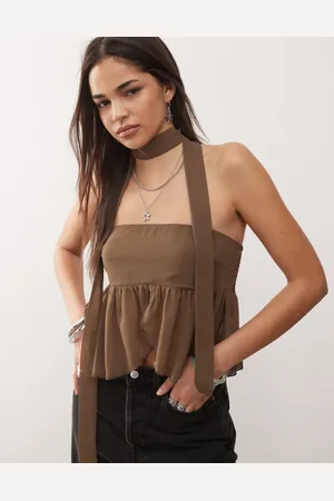Motel Desir scarf detail bandeau top in coffee