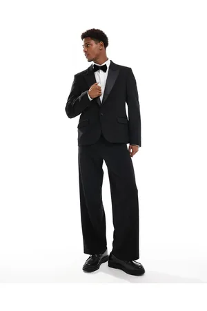 ASOS Wide leg tuxedo trousers with cummerbund waistband in